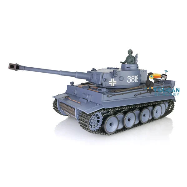 헹롱 1/16 RTR RC 탱크 플라스틱 버전 7.0 독일 타이거 I BB탄 사격 IR 전투 연기 효과 3818 RC 모델 TH17233 SMT8 - 이미지 2
