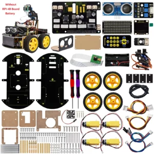 라즈베리파이 4B용 카메라가 장착된 Keyestudio 4WD 스마트 로봇 자동차 키트 Python 프로그래밍 DIY 로봇 프로젝트 키트 APP 적외선 제어