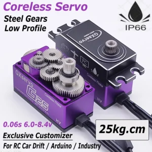 GXServo G25 25kg 7.4V 고속 전압 강철 기어 방수 코어리스 로우 프로파일 서보 RC 자동차 드리프트 아두이노 로봇 산업