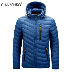 CHAIFENKO 브랜드 겨울 방수 따뜻한 재킷 남성 2025년 신상품 가을 두꺼운 후드 파카 남성 패션 캐주얼 슬림 재킷 코트 남성