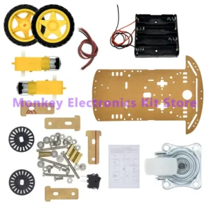 [2WD 키트] 전자 스마트 자동차 키트 4WD 스마트 로봇 자동차 섀시 키트 속도 인코더 및 배터리 상자가 있는 자동차 아두이노 R3 보드용 DIY 키트