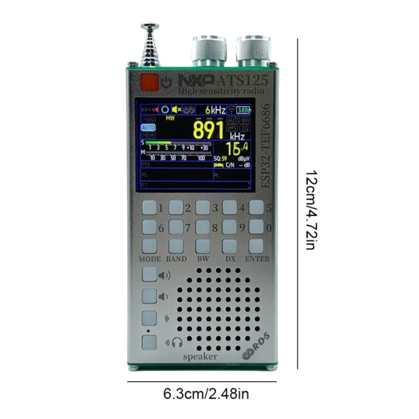 ATS125 FM SW MW LW 라디오 TEF6686 RDS 4인치 IPS LCD 터치스크린 320x240 해상도 2500mAh 블루투스 호환 라디오 - 이미지 6
