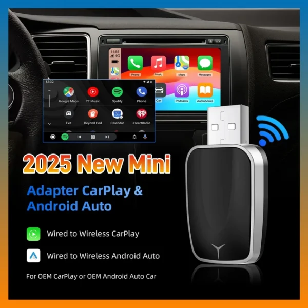 2in1 무선 CarPlay 동글 무선 안드로이드 오토 어댑터 AI 스마트 박스 자동차 지능형 시스템 유선 CarPlay 탑재 차량용 - 이미지 7