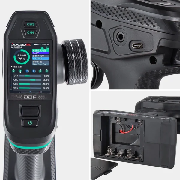 DUMBORC 2.4G 10CH 디지털 무선 조종기 DDF 350 송신기 및 수신기 RC 자동차 보트 탱크 LCD FHSS 시스템용 - 이미지 7
