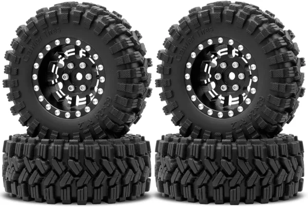 1.2인치 비드락 휠 타이어 세트 7mm 네거티브 오프셋 휠 림 TRX4M SCX24 FCX24 AX24 1/24 1/18 RC 크롤러 자동차 62 * 24mm - 이미지 8