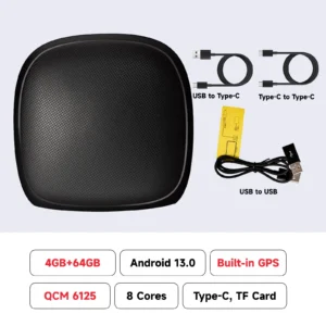 [8코어 4GB 64GB] CarPlay Ai Box 8+128G 안드로이드 13 무선 Carplay 안드로이드 오토 QCM6125 8코어 CPU 4G LTE (VW Audi Kia Fiat용)