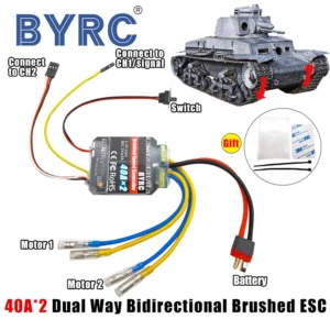 1PC 듀얼 웨이 양방향 브러시 전기 속도 컨트롤러 40A x 2 혼합 제어 ESC 6 15V RC 탱크/속도 차이 보트용