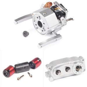 [실버 세트] 1/10 RC 크롤러 카 Axial SCX10 및 SCX10 II 90046용 프론트 모터 2단 변속기 금속 행성 기어박스 트랜스퍼 케이스