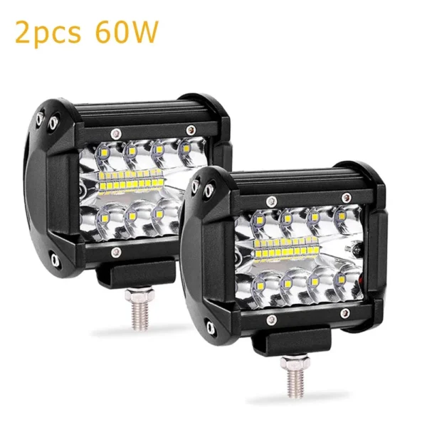 [2PCS 60W] LED 라이트 바 자동차 오프로드 4X4 LED 헤드라이트 12 24V 스포트라이트 LED 바 포드 트럭 ATV SUV 자동차 액세서리용 주행 안개등