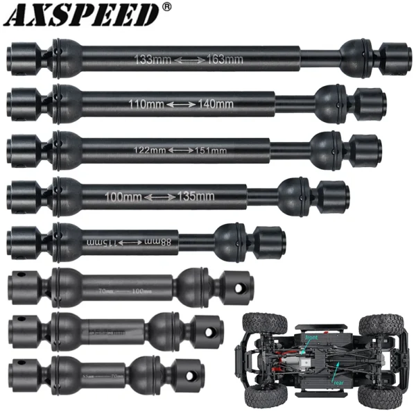 AXSPEED 스틸 고강도 드라이브 샤프트 센터 변속기 샤프트 (1/10 RC 크롤러용) Axial SCX10 90046 AXI03007 TRX4 TRX6 VS4 10
