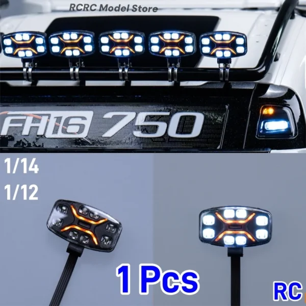 [1개] RC 트럭 크롤러 LED 멀티모드 5V 루프 스포트라이트 조명 타미야 RC 1/14 트럭 1/12 크롤러 TRX4 SCX10 부품 액세서리 DIY용