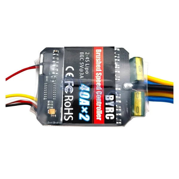 1PC 듀얼 웨이 양방향 브러시 전기 속도 컨트롤러 40A x 2 혼합 제어 ESC 6 15V RC 탱크/속도 차이 보트용 - 이미지 2
