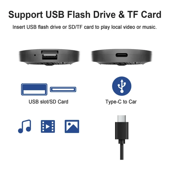 Carplay AI Box Android 13 2G+16G 무선 Android Auto 스마트 TV 박스 (YouTube Netflix용) Toyota Mazda Hyundai Haval GMC Ford MG VW Kia - 이미지 6