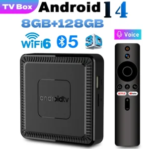 2025 신형 Q7 스마트 TV 박스 Android14 8GB+128GB WiFi6 음성 리모컨