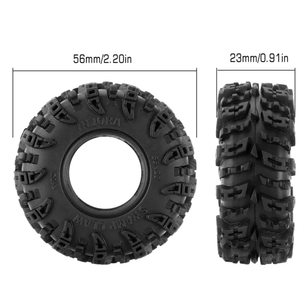 INJORA 스웜프 클로 56*23mm 1.0인치 머드 지형 휠 타이어 (1/18 1/24 RC 크롤러 카 SCX24 AX24 TRX4M FCX24용) (T1021) - 이미지 3