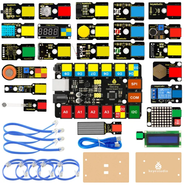 [슈퍼 스타터 키트] Keyestudio EASY PLUG 슈퍼 스타터/Arduino STEM EDU용 궁극의 스타터 키트/Mixly 블록 코딩 학습 키트와 호환