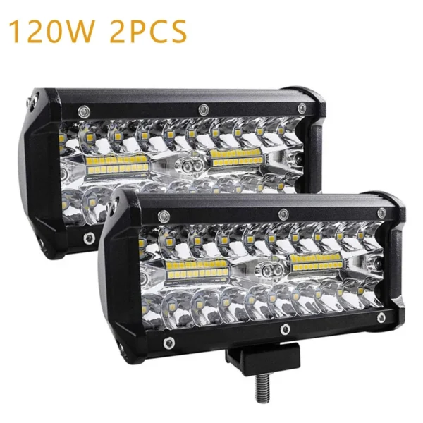 [2PCS 120W] LED 라이트 바 자동차 오프로드 4X4 LED 헤드라이트 12 24V 스포트라이트 LED 바 포드 트럭 ATV SUV 자동차 액세서리용 주행 안개등