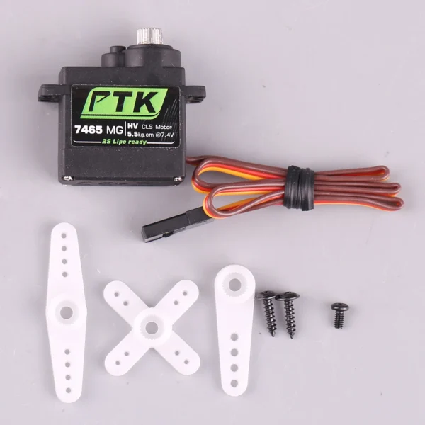 PTK 7465W MG 9g 디지털 서보 메탈 기어 방수 HV 5kg 고정익 RC 자동차 헬리콥터 로봇 180° 회전 1/8 서보 - 이미지 6