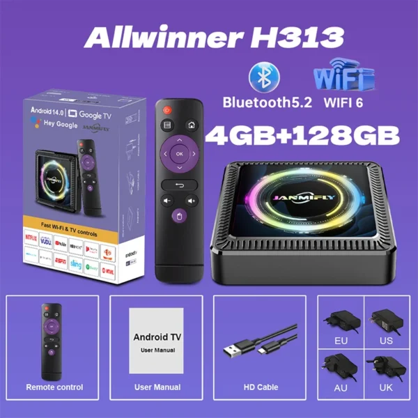 4G+128G Android 14 TV 박스 6K Wi-Fi 6 대응 - 이미지 8