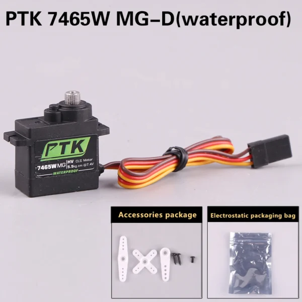 PTK 7465W MG 9g 디지털 서보 메탈 기어 방수 HV 5kg 고정익 RC 자동차 헬리콥터 로봇 180° 회전 1/8 서보 - 이미지 8