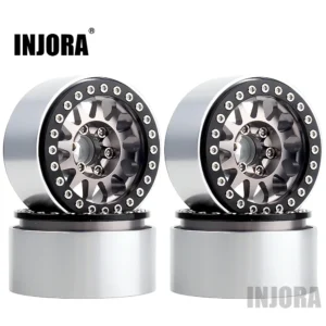 INJORA 4PCS 메탈 1.9 비드락 휠 림 12 스포크 휠 허브 (1:10 RC 크롤러 Axial SCX10 II 90046 AXI03007 TRX 4 Tamiya MST용)