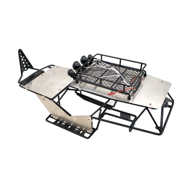 1/10 스케일 RC Axial Wraith 메탈 롤 케이지 프레임 바디(루프 랙 및 메탈 시트 사이드 스텝 포함)용 A42F(블랙) - 이미지 3