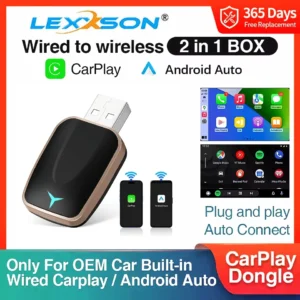 2in1 무선 CarPlay 동글 무선 안드로이드 오토 어댑터 AI 스마트 박스 자동차 지능형 시스템 유선 CarPlay 탑재 차량용