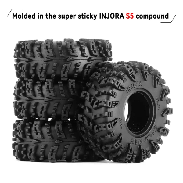 INJORA 스웜프 클로 56*23mm 1.0인치 머드 지형 휠 타이어 (1/18 1/24 RC 크롤러 카 SCX24 AX24 TRX4M FCX24용) (T1021) - 이미지 2