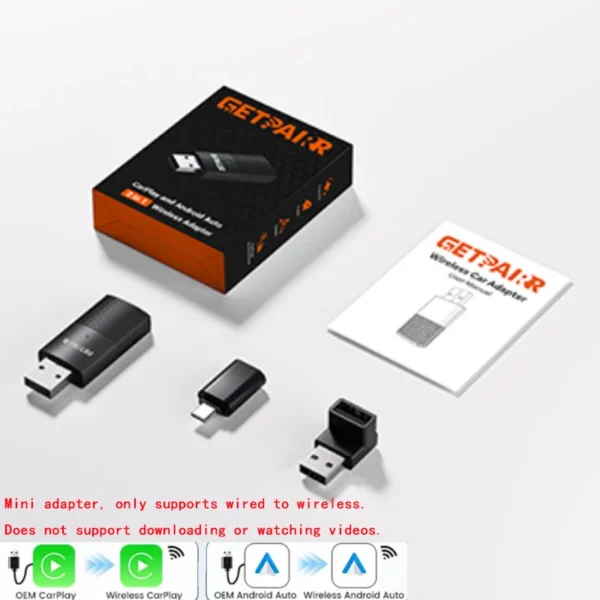 GetPairr P1 Android 13 무선 CarPlay AI Box Android Auto 어댑터 8+128GB Youtube Netflix 비디오 (유선 Carplay 차량의 99% 지원) - 이미지 7