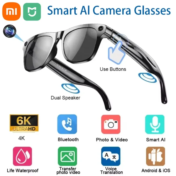 샤오미 미지아 6K HD AI 스마트 안경 채팅 260mAh 배터리 음성 지원 제어 GPT 100MP 카메라 블루투스 통화 스마트 안경 - 이미지 7