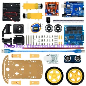 [2WD 풀 키트] 전자 스마트 카 키트 4WD 스마트 로봇 카 섀시 키트 속도 인코더 및 배터리 상자가 포함된 자동차 아두이노 R3 보드용 DIY 키트