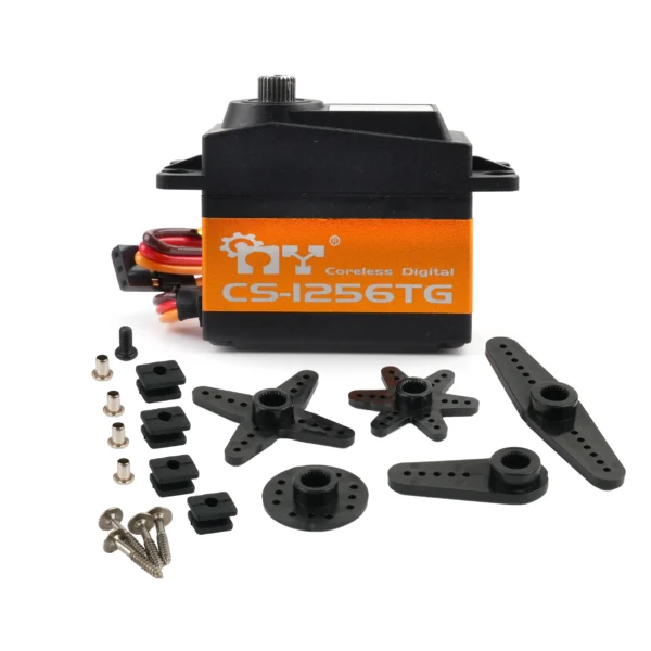 MY CS 1256TG RC 코어리스 디지털 서보 6V 20KG 서보 고토크 표준 스티어링 25T 출력 기어 스플라인 1/8 1/10 RC 카용