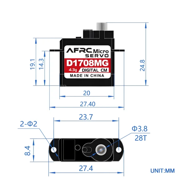 AFRC D1708MG 메탈 기어 4.3g 마이크로 디지털 서보 - 이미지 5