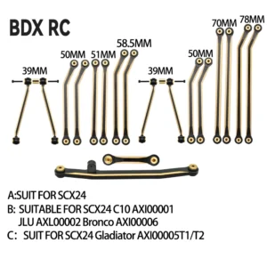 1/24 RC 크롤러 자동차 무거운 황동 섀시 링크 스티어링 로드 세트 (Axial SCX24 C10 Jeep Gladiator JLU Ford Bronco 업그레이드 부품용)