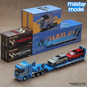 [I] Massdi 1/64 스카니아 탱크 수송 트레일러 트럭 플랫베드 트레일러 군용 모델 다이캐스팅 시뮬레이션 합금 차량 모델.