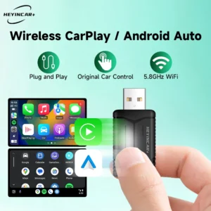 2025 HEYINCAR 2in1 무선 안드로이드 오토 어댑터 Carplay 스마트 동글 플러그 앤 플레이 (기아 볼보 아우디 MG 오펠 폭스바겐 현대 지프용)