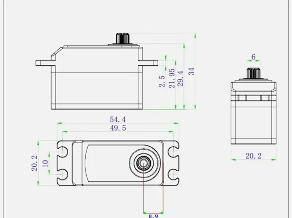25KG 디지털 서보 7.4V 180/270도 고토크 코어리스 모터 RC 서보 암벽 등반 자동차 모델 로봇 DIY 산업용 서보 - 이미지 4