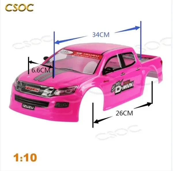 CSOC 1/10 자동차 쉘 키트 액세서리 대형 오프로드 4WD 속도 원격 제어 드리프트 레이싱 트럭 RC PVC 장난감 성인용 - 이미지 2