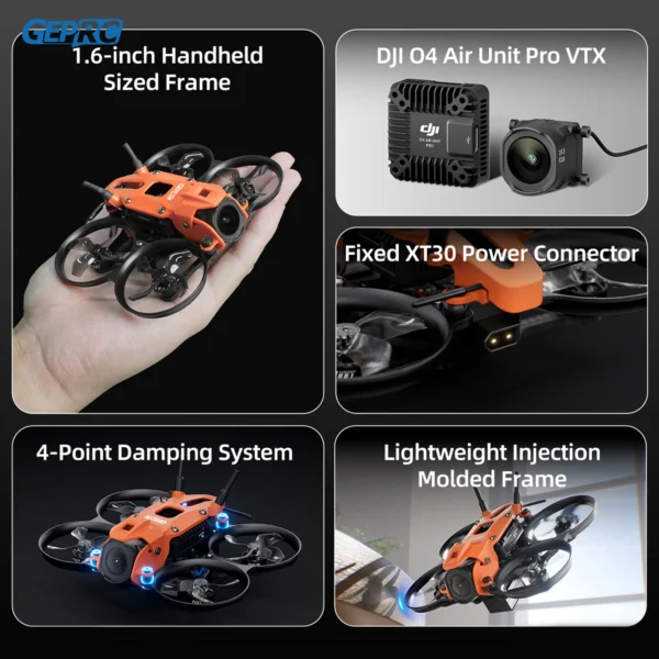 GEPRC DarkStar16 FPV 쿼드콥터 O4 에어 유닛 PRO /WTFPV SPEEDX2 1003 14800KV 1.6인치 오렌지 그레이 RC 프리스타일 드론 - 이미지 3