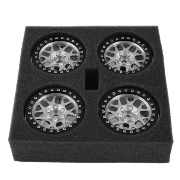 1/10 RC 크롤러 카 Axial SCX10 RR10 Wraith TRX4 TRX 6용 CNC 알루미늄 2.2 비드락 휠 림 4개 - 이미지 4
