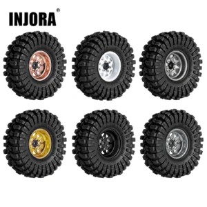 INJORA 3.78mm 오프셋 1.0인치 비드락 휠 림 타이어 세트 (1/18 1/24 RC 크롤러 카 Axial SCX24 FMS FCX24 TRX4M (W1004 T1014)용)