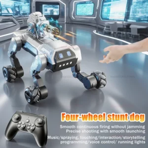 2025년형 신형 지능형 원격 제어 로봇견 전자 스턴트 음성 명령 프로그래밍 가능 터치 감지 음악 노래 어린이 장난감