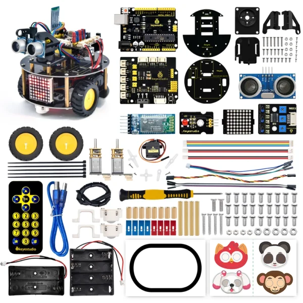 Keyestudio 다기능 스마트 작은 거북이 로봇 자동차 V3.0 Arduino 로봇 STEM 어린이 장난감 프로그래밍 가능 로봇 키트