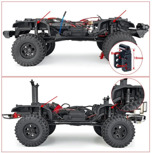 TRX 4 Defender Bronco 4WD 1/10 RC 크롤러 자동차 부품용 AXSPEED 금속 충격 마운트 조절식 타워 - 이미지 5