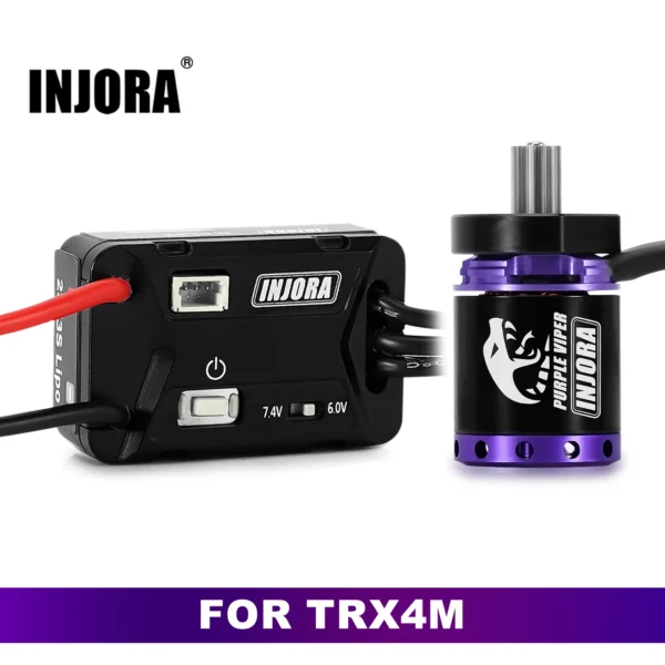 1721 모터가 장착된 ESC: INJORA MBL32 G2 방수 브러시리스 ESC 및 1/18 TRX4M Ascent 18용 1721 Purple Viper 아웃러너 모터