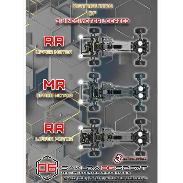 3RACING 사쿠라 D6 스포츠 D6S 키트 1/10 RC 전기 원격 제어 모델 자동차 후륜 구동 드리프트 자동차 프레임 성인 어린이 장난감 - 이미지 6