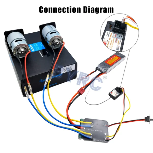 1PC 듀얼 웨이 양방향 브러시 전기 속도 컨트롤러 40A x 2 혼합 제어 ESC 6 15V RC 탱크/속도 차이 보트용 - 이미지 5