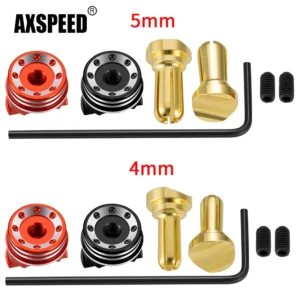 AXSPEED 1세트 4.0mm/5.0mm 황동 탄환 바나나 플러그 RC 자동차 립 배터리 커넥터 (RC 모델 자동차용 금속 방열판 포함)