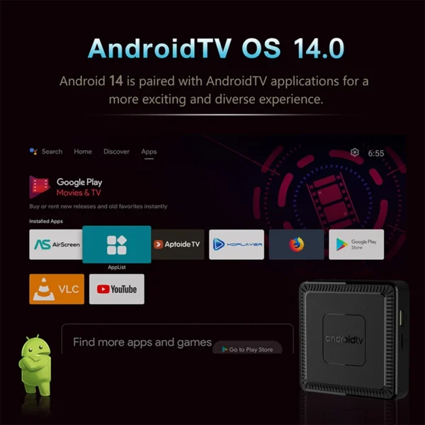 2025 신형 Q7 스마트 TV 박스 Android14 8GB+128GB WiFi6 음성 리모컨 - 이미지 4