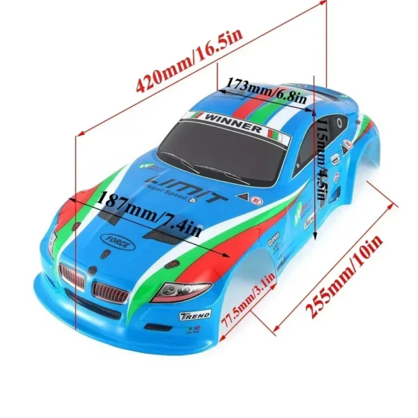 NEEBRC 1/10 RC카 쉘 190/195mm 폭 도색 바디 PVC 커버 1:10 RC 레이싱 드리프트 투어링카 HSP 요코모 HPI ZD 타미야 - 이미지 10